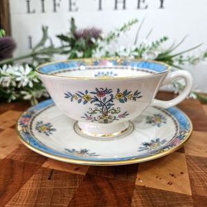 Blue Tree Lenox Tea Cup and Saucer vintage Discontinued Pattern